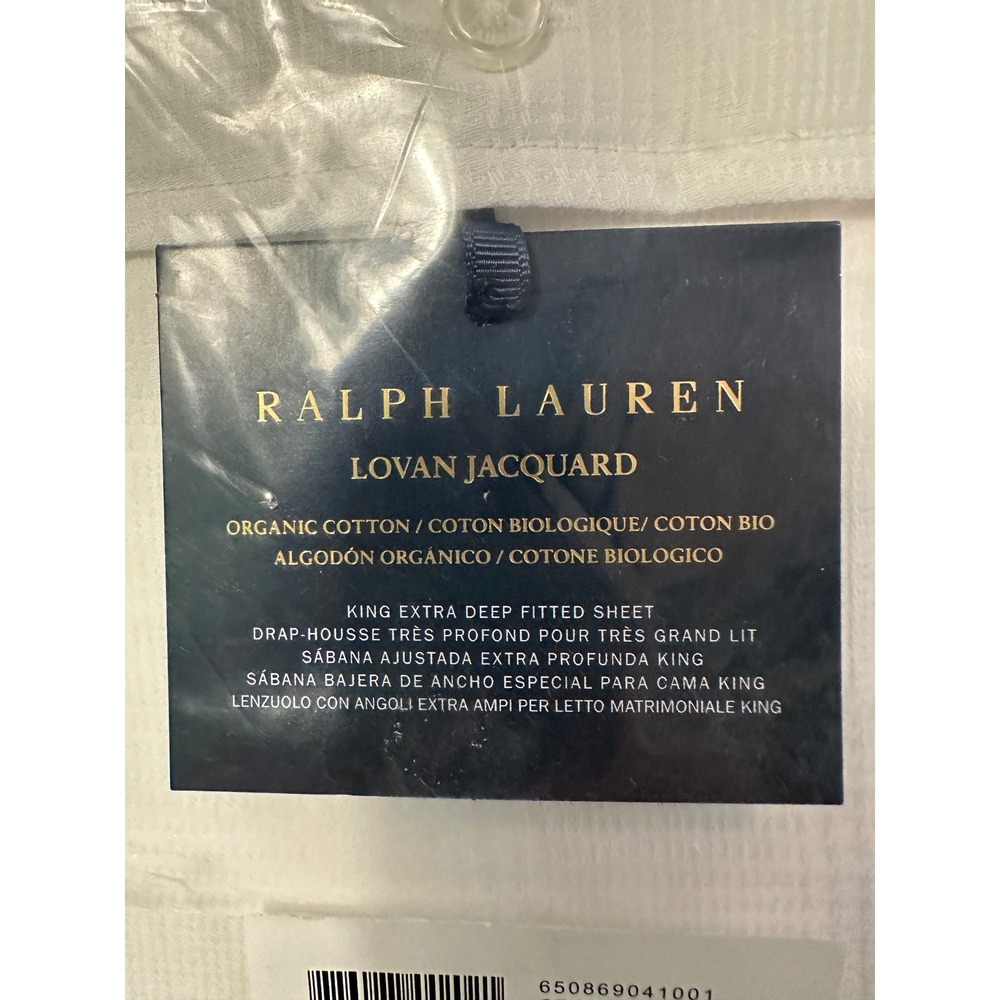 Ralph Lauren Lovan Jacquard Organic Cotton King Fitted Sheet Studio White‎